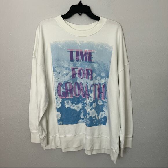 New BP White Time For Growth Blue Purple Graphic Sweater Women's Plus size 1X - Picture 1 of 5